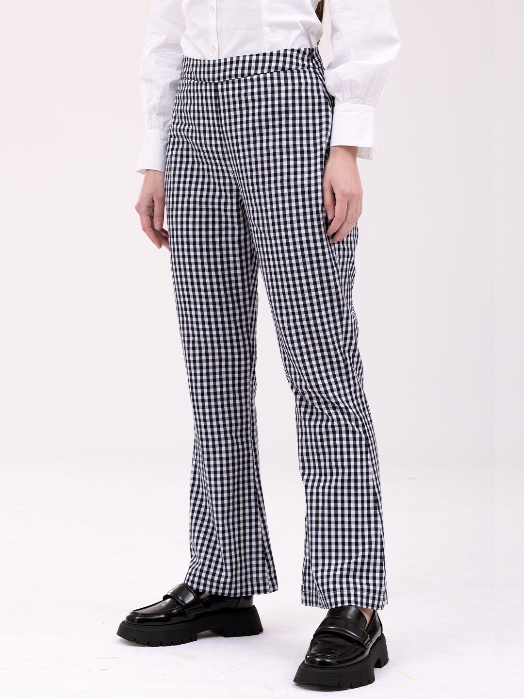 Checks all over wide pants - Front